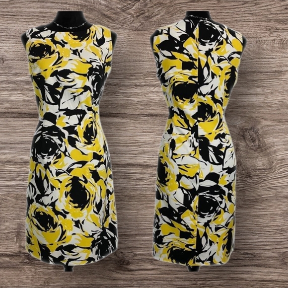 Sharagano Black and Yellow Floral Mini Dress - Picture 6 of 8